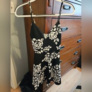 Floral black and white dress